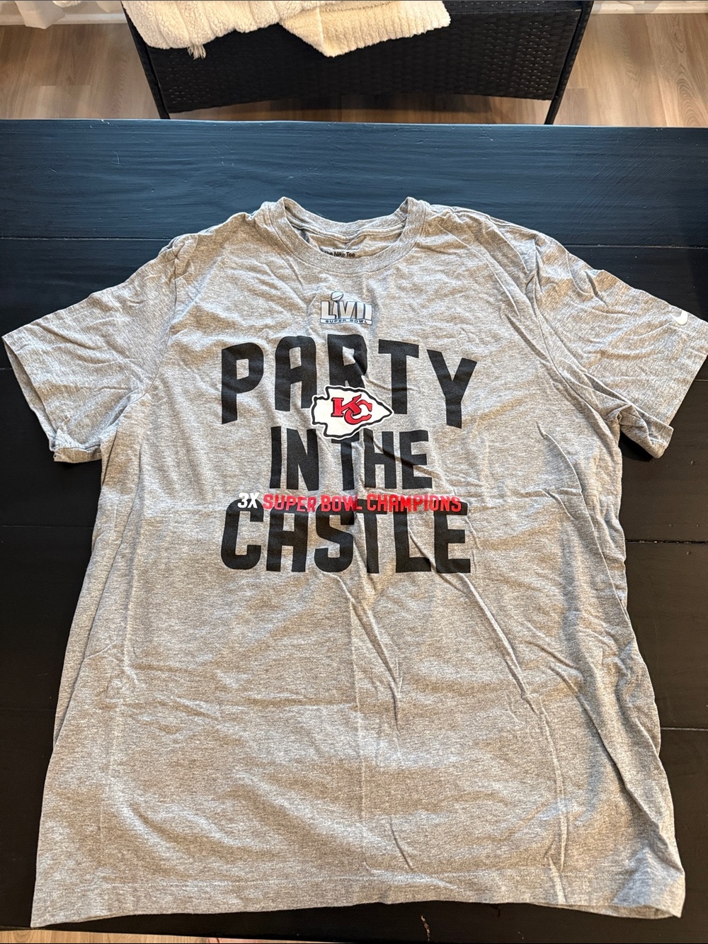 Nike Gray Kansas City Chiefs 'Party in the Castle' Tee with Red Logo